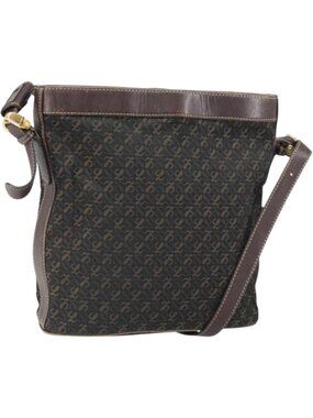 LOEWE Shoulder Bag Canvas Brown Gold